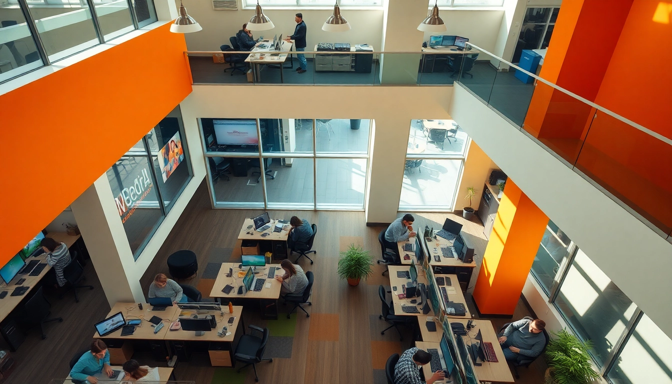 Employees at Tijuana call centers engaged in professional calling, highlighting modern workspace aesthetics.