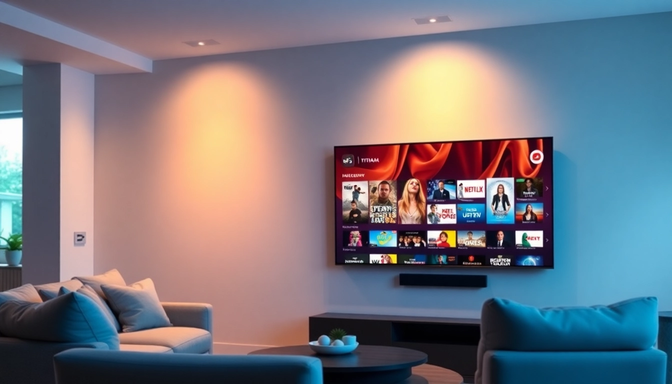 Enjoy seamless IPTV Suisse streaming options on a sleek, modern living room setup with a vibrant display.