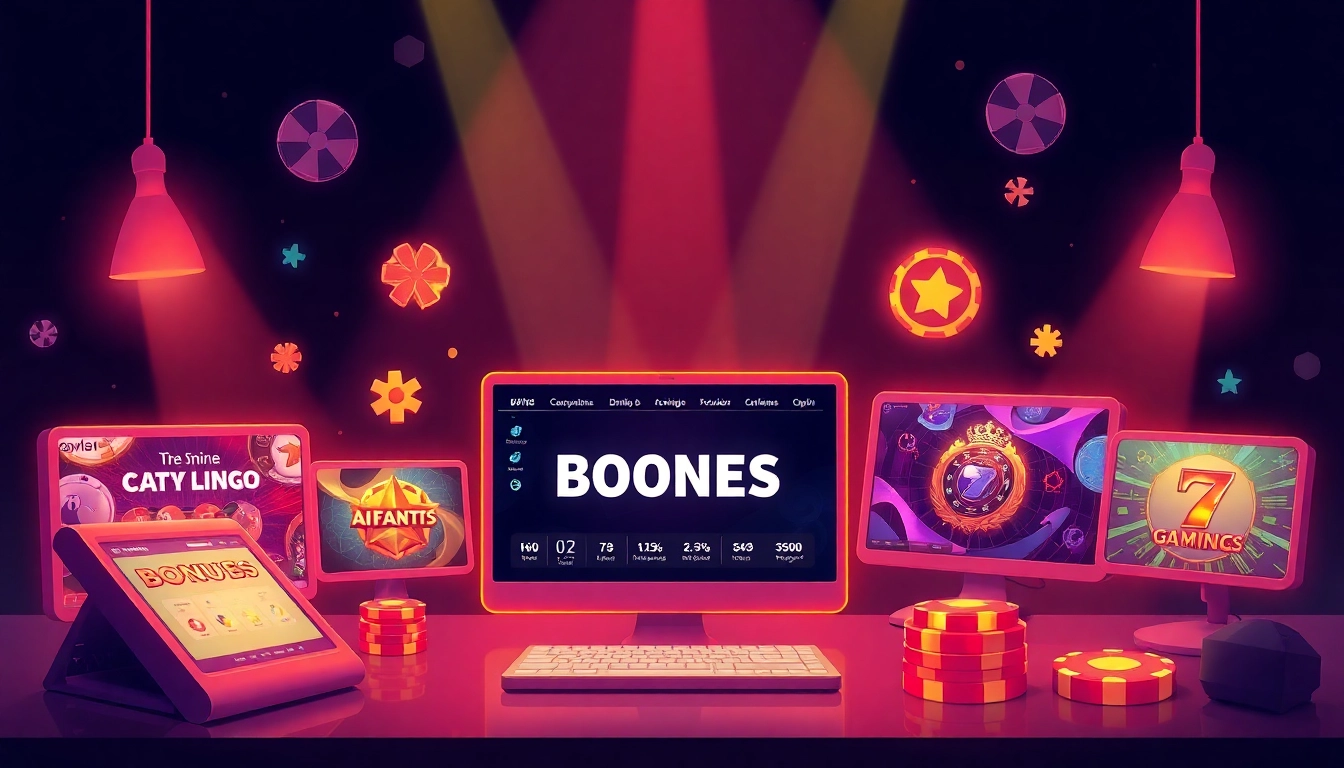 Showcase bonus veren siteler 2025 with vibrant online gambling platforms and appealing visuals.