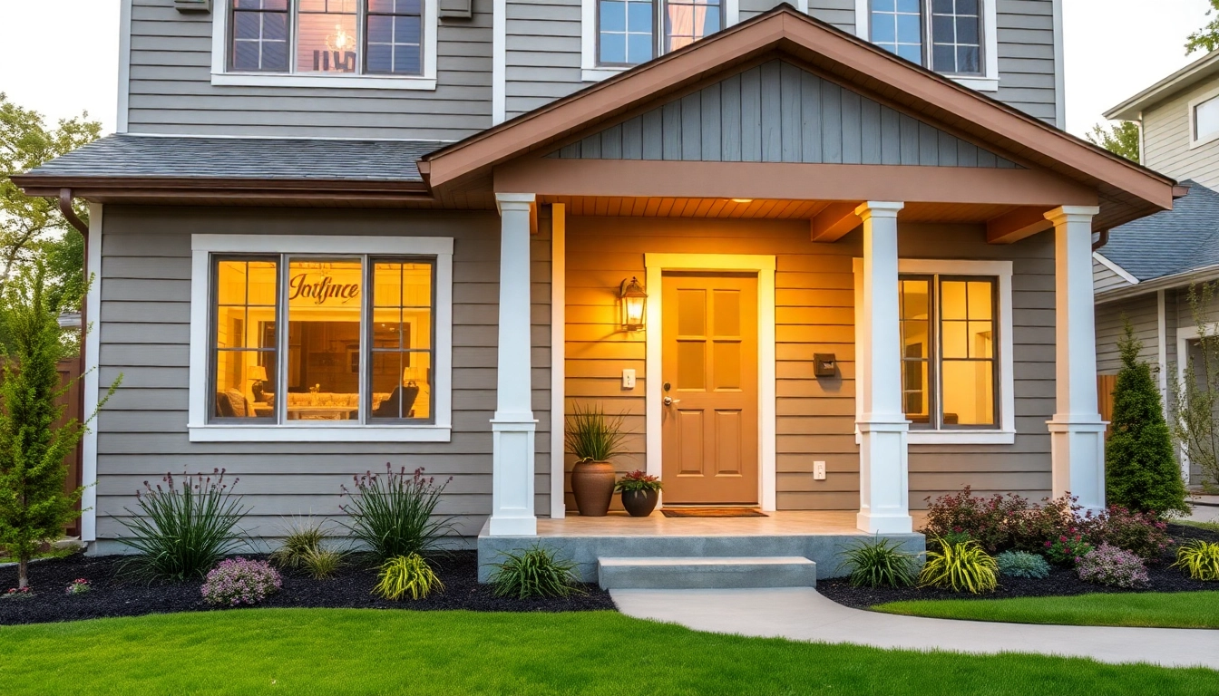 Beautiful home showcasing exterior renovations with new siding and inviting landscaping