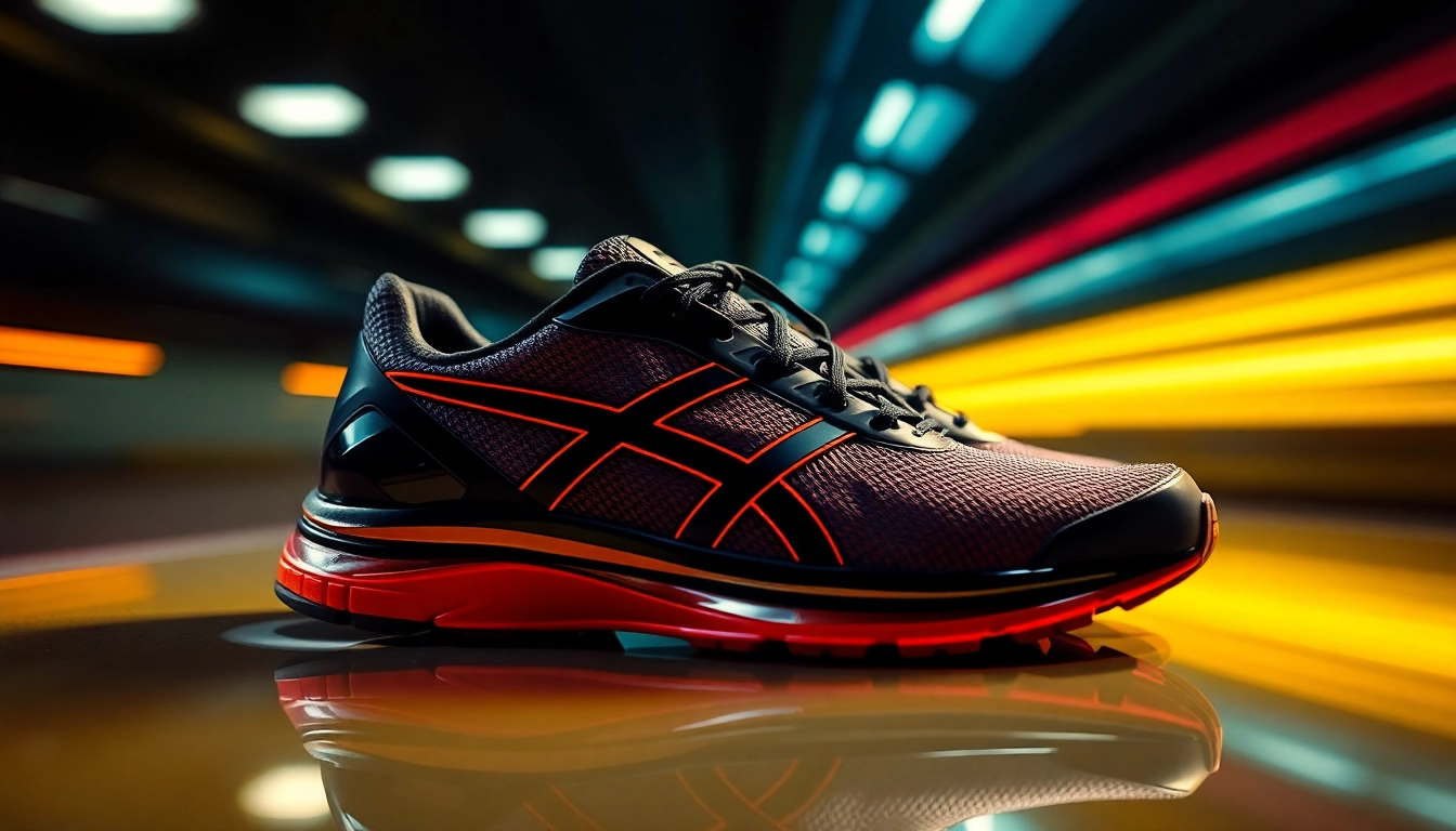 Enhance your performance with these high-performance sports shoes here on a reflective surface.