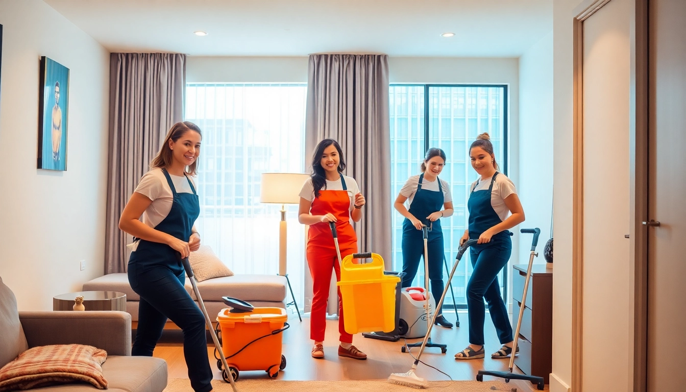 Professional bond cleaning Logan team efficiently cleaning an apartment.