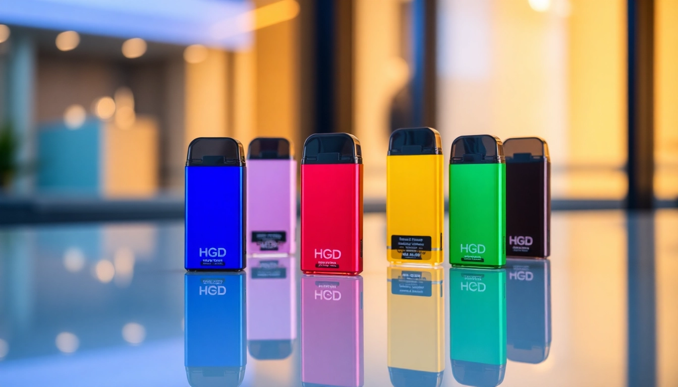 Showcasing HQD Pods in a colorful arrangement, emphasizing stylish design and vibrant flavors.