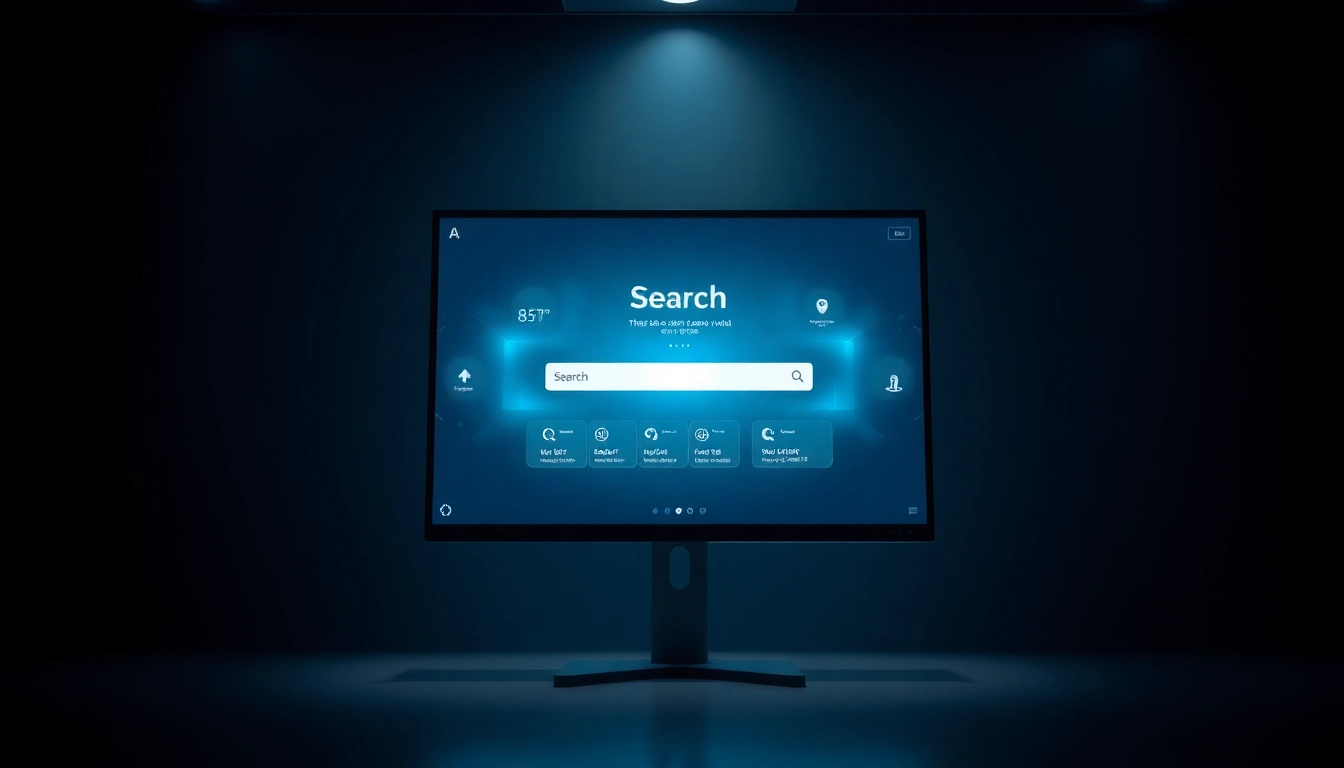 Explore features of an AI search engine designed with sleek modern aesthetics and intuitive interface.