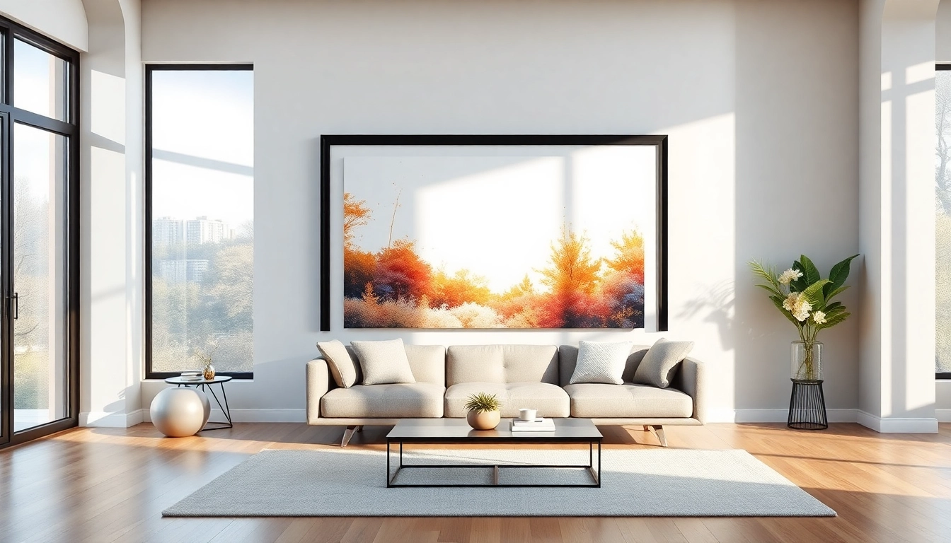 Showcase a stylish 24x36 frame displaying artwork in a modern living room setting.