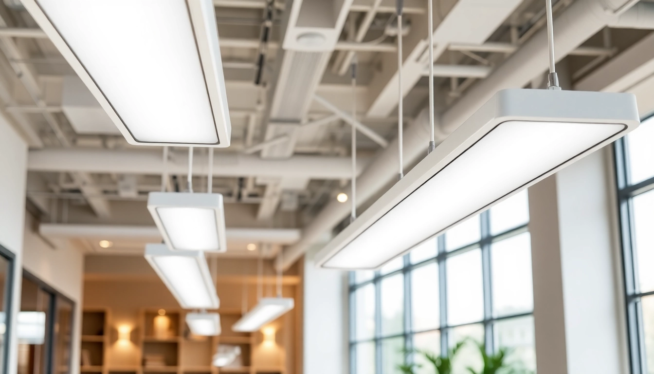 Showcase of LED Batten Light Sourcing with elegant office lighting setup.
