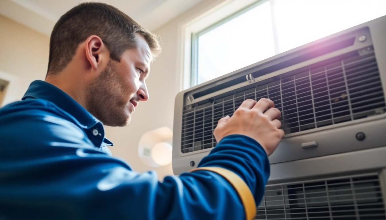 AC repair Glendale AZ technician inspecting an air conditioning unit with professionalism and care.